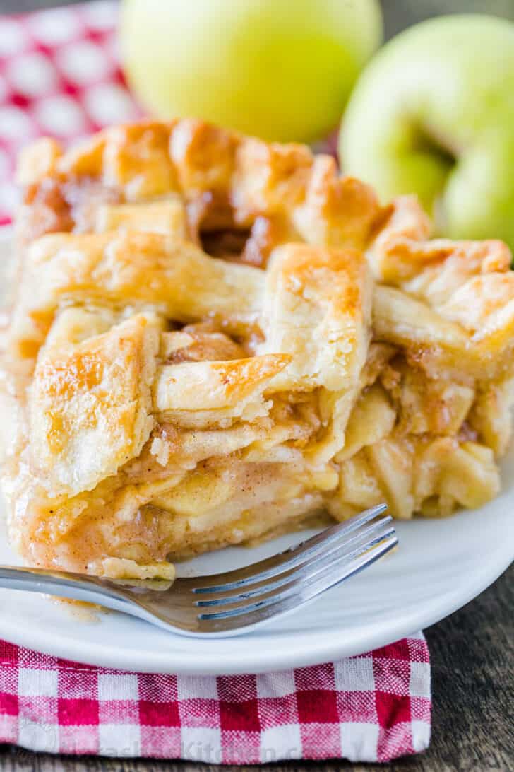 Apple Pie slice on a plate with fork 
