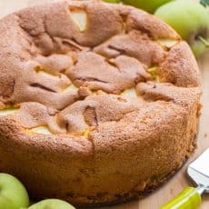 Meet your new favorite apple cake! This country apple cake (a.k.a. Sharlotka) is soft, moist and so easy with just 6 ingredients - perfect for company! | natashaskitchen.com