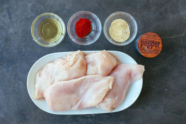 Ingredients for baked chicken breast. 