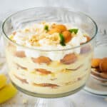 Banana Pudding layered in a trifle dish