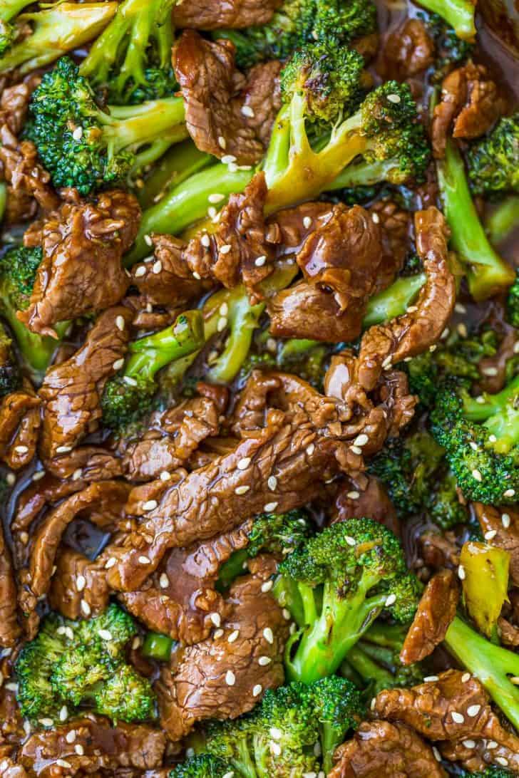 Close up of beef and broccoli recipe with the best stir fry sauce
