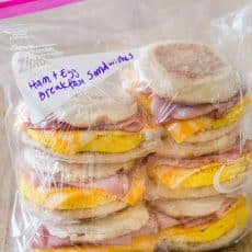 Packaged freezer friendly make ahead breakfast sandwiches