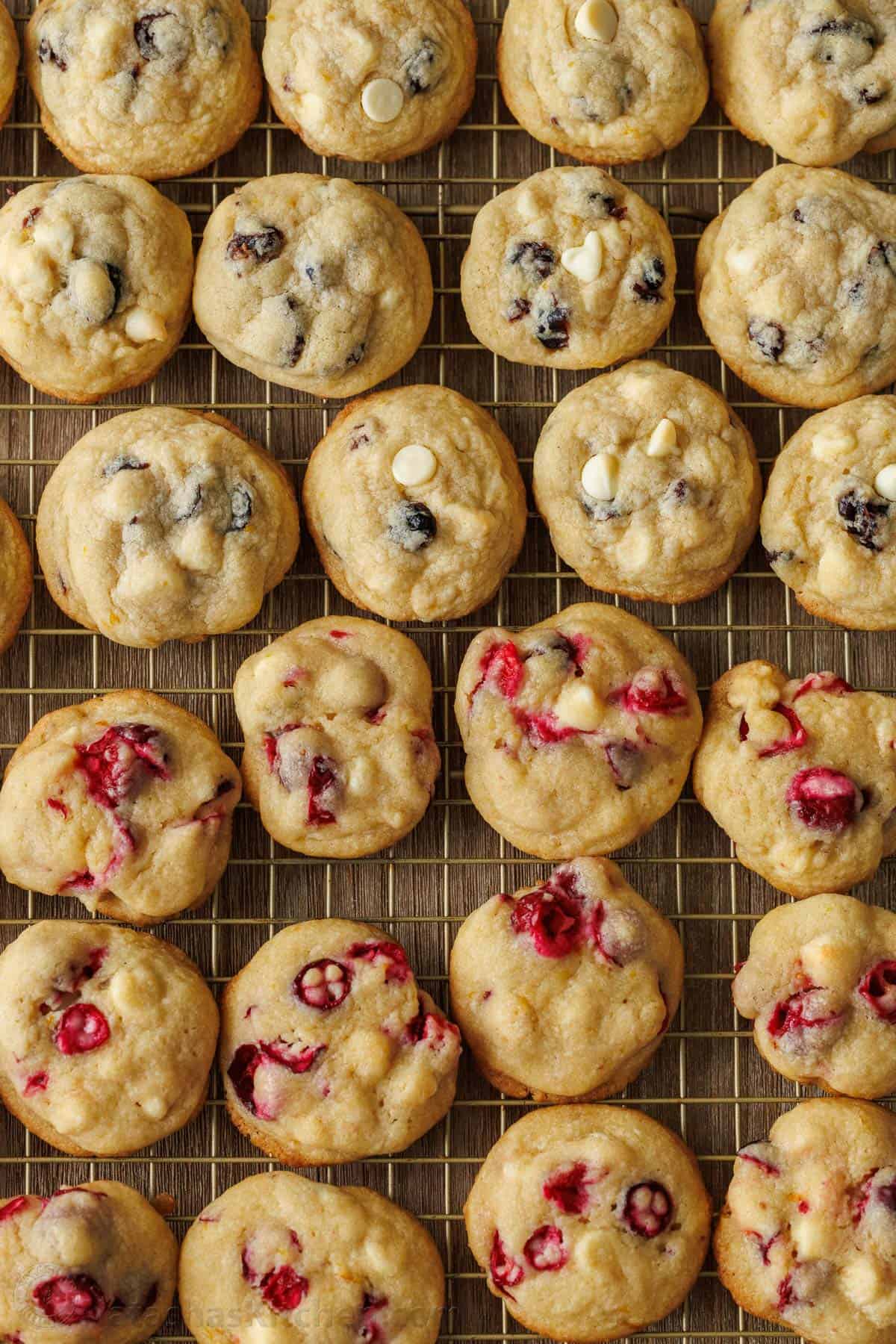 Cranberry white chocolate chip cookies baked and ready to serve
