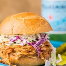 Crockpot BBQ Chicken - The Best Slow Cooker Pulled Chicken! Fall-apart tender, juicy and delicious! | natashaskitchen.com