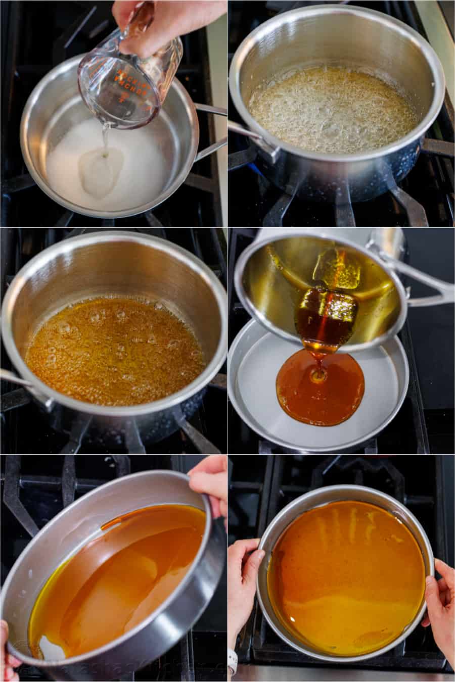 step by step how to make caramel sauce for flan 