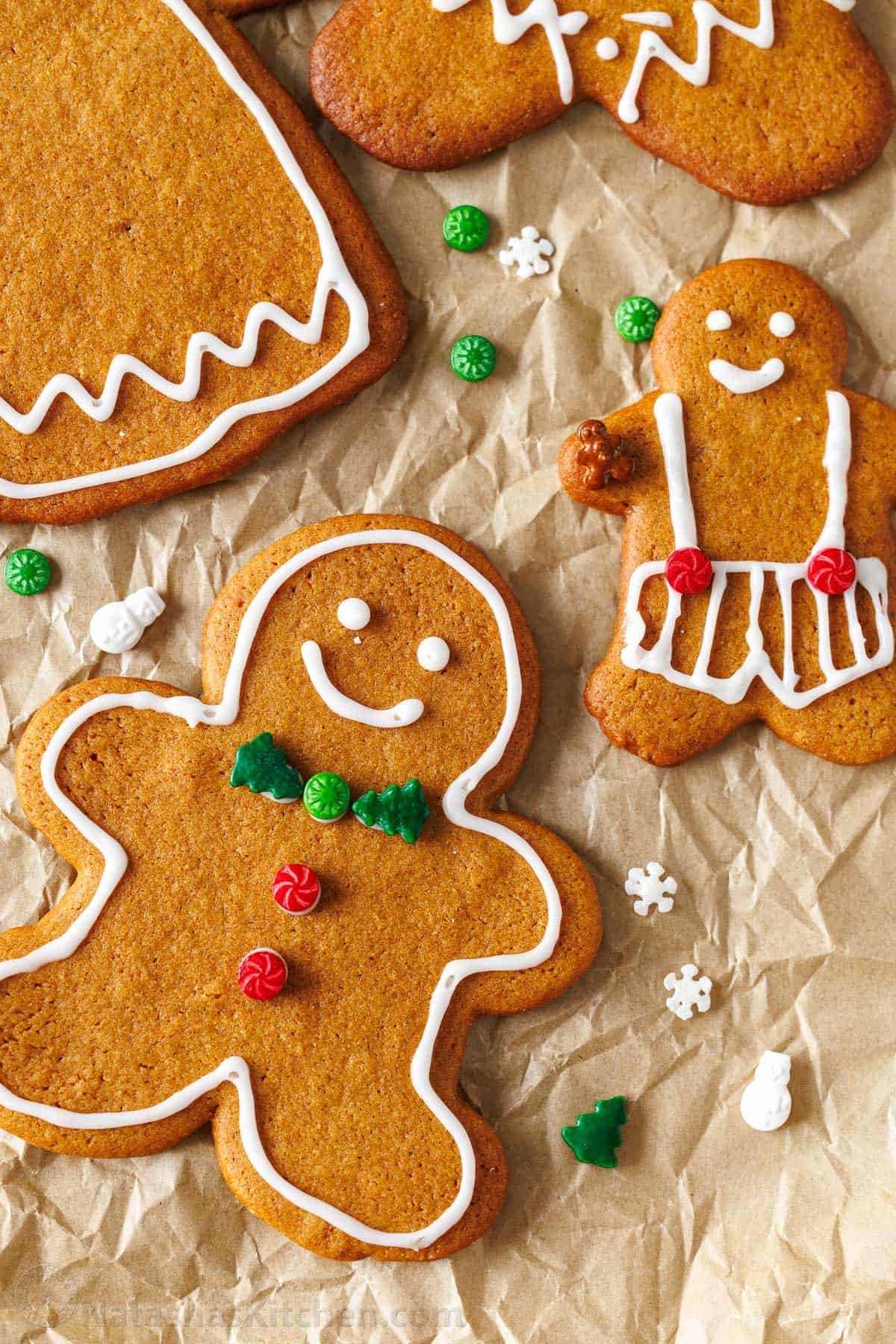 Gingerbread men cookie recipe with homemade icing and holiday candies