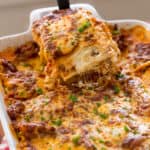 Homemade Lasagna recipe in casserole dish