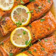 A simple, elegant Pan Seared Salmon recipe in a lemon browned butter sauce. Searing the salmon results in a flaky, juicy salmon filet. Master this easy (10 minute) method for how to cook salmon in a pan and learn how to make brown butter.