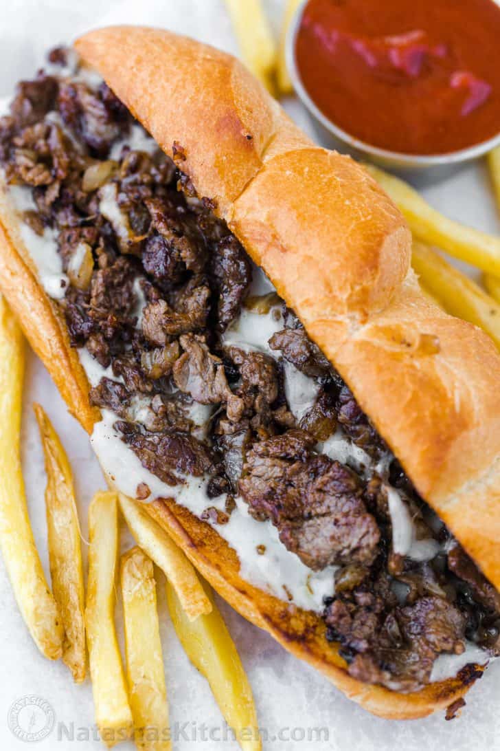 How to serve philly cheesesteak sandwiches on a hoagie roll