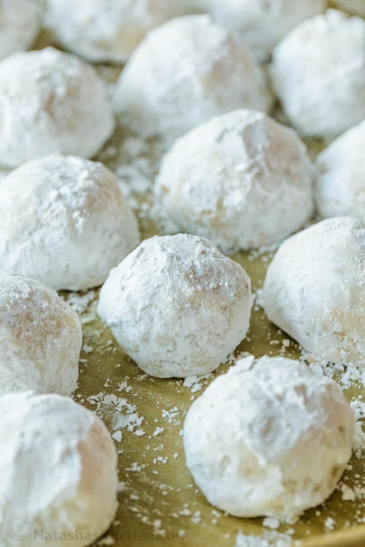 Russian tea cakes rolled in powdered sugar