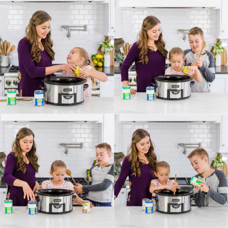 Making chili in a slow cooker with kids