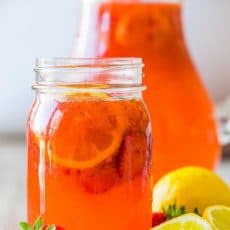Strawberry Lemonade Recipe served in jar