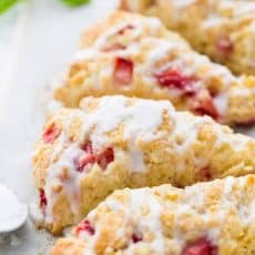 These strawberry scones are soft and wonderful. I brought these over to my nieces birthday party and all 4 of my sisters asked for the recipe. Learn how to make strawberry scones! | natashaskitchen.com