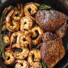 Surf and turf in a skillet