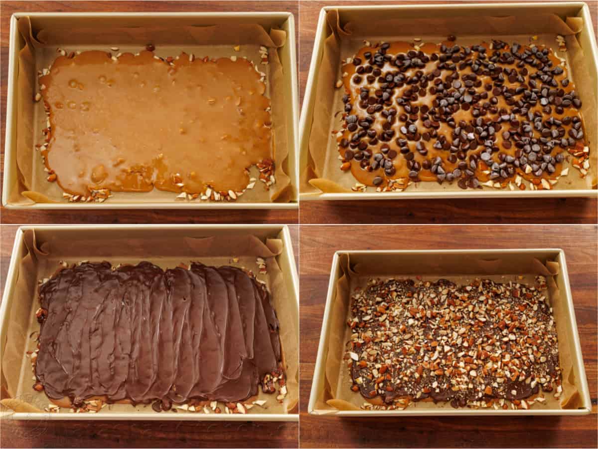 Layered buttercrunch candy step-by-step tutorial