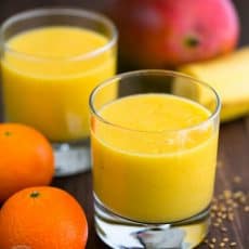 Start your day with this vitamin-rich, lip-smacking tropical mango pineapple smoothie for a quick breakfast or an afternoon snack.