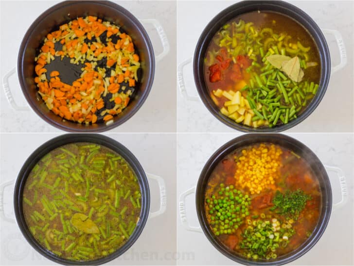 a step by step on making vegetable soup