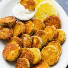 Fried Zucchini Crisps served with dipping sauce